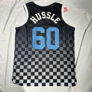 Nipsey Hussle #60 Black Checkered Jersey Crenshaw Mens size L Headgear Classics